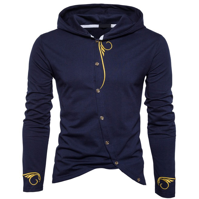 Button Closure Slim Fit Hoodies