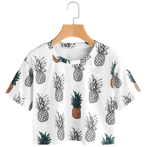 Pineaple Print Crop Tee