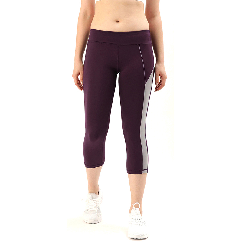 Burgundy Color Block Capri Leggings