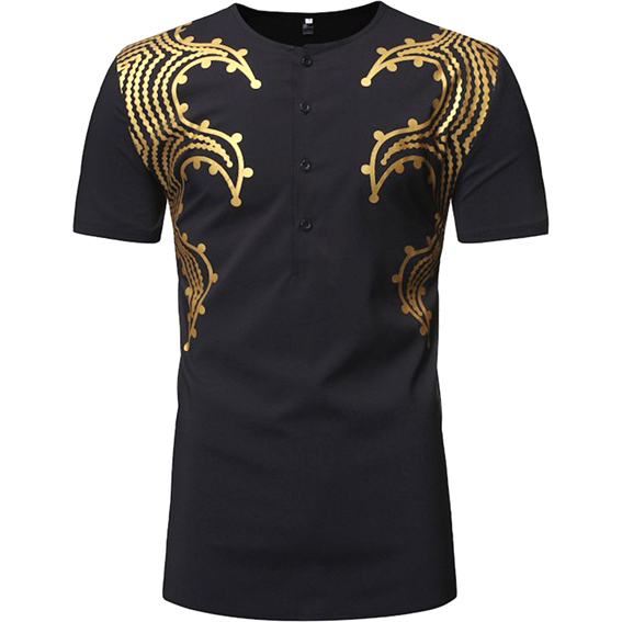 Plain Black Golden Printed T-Shirts