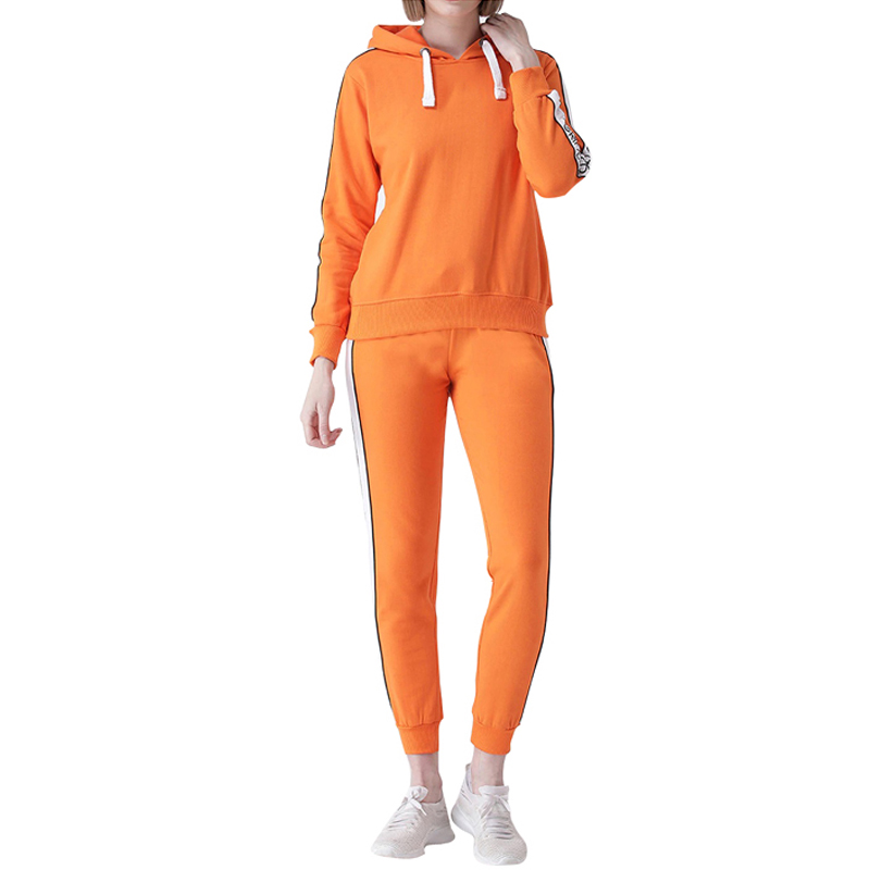 Orange & White Colorblocked Tracksuits