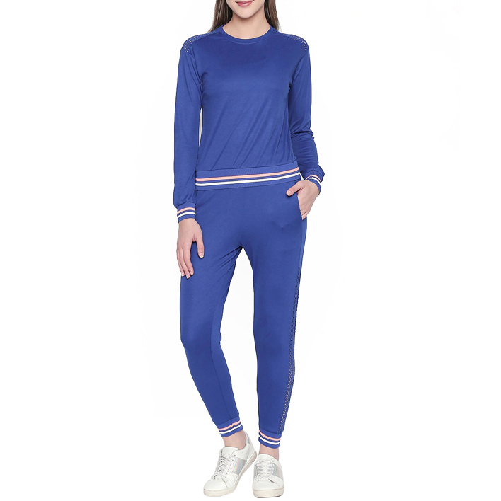 Women Blue Solid Tracksuits