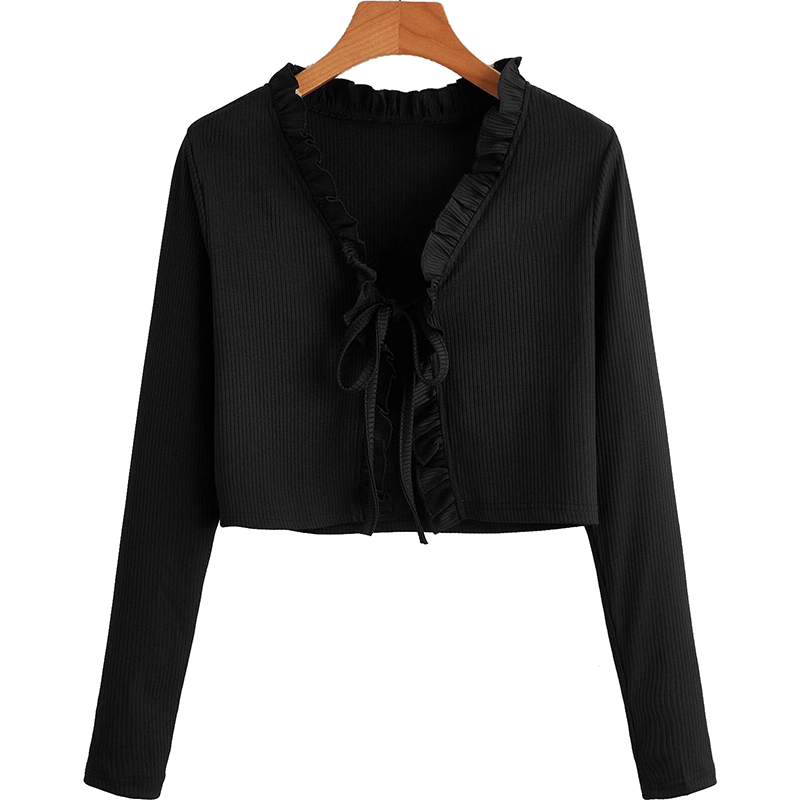 Frill Trim Tie Front Srop Top