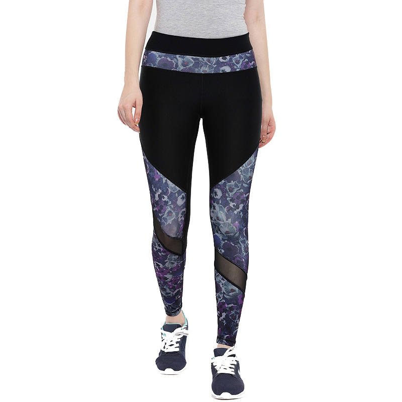 Black Contrast Printed Yoga Leggings