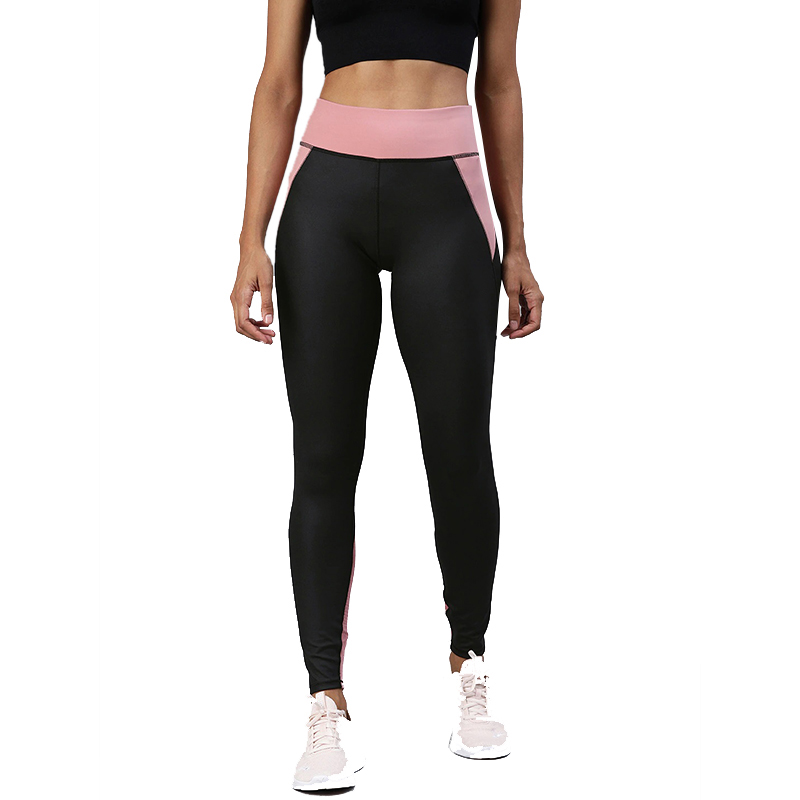 Black & Pink Colorblocked Leggings