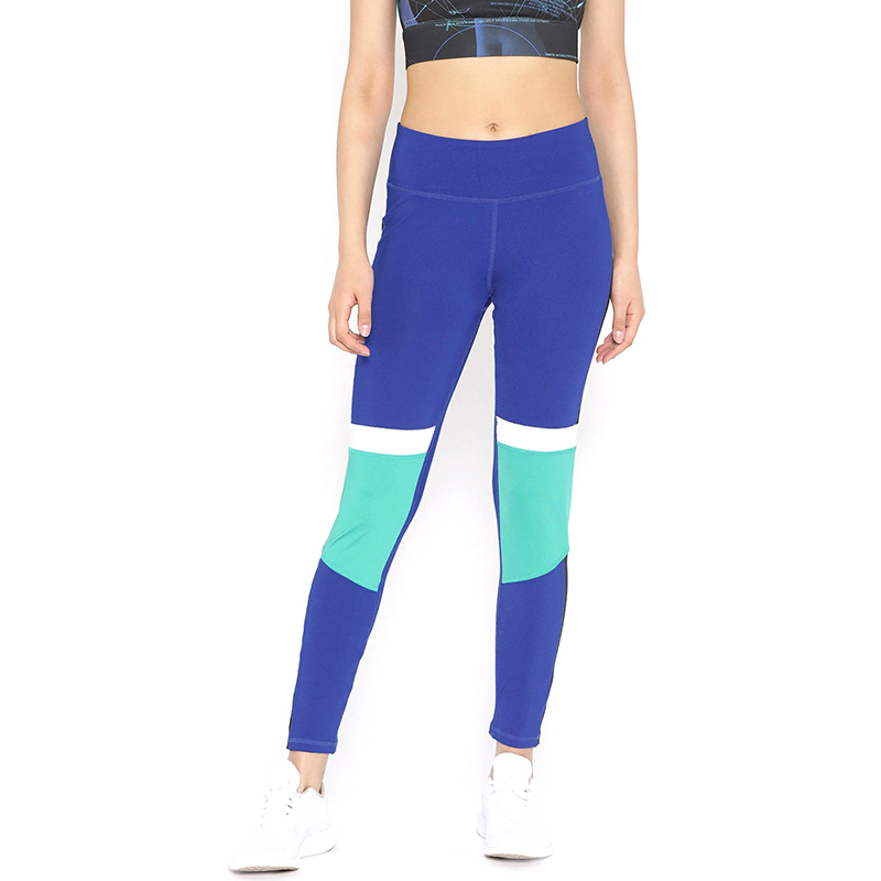 Blue & Green Paneled Yoga Wear Leggings