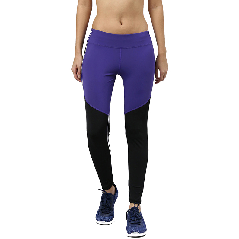 Blue & Black Colorblock Panel Design Leggings