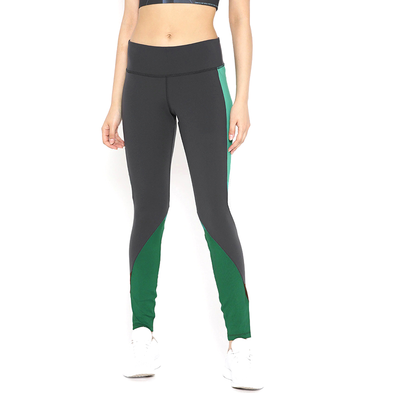 Charcoal Grey & Green Colorblock Leggings